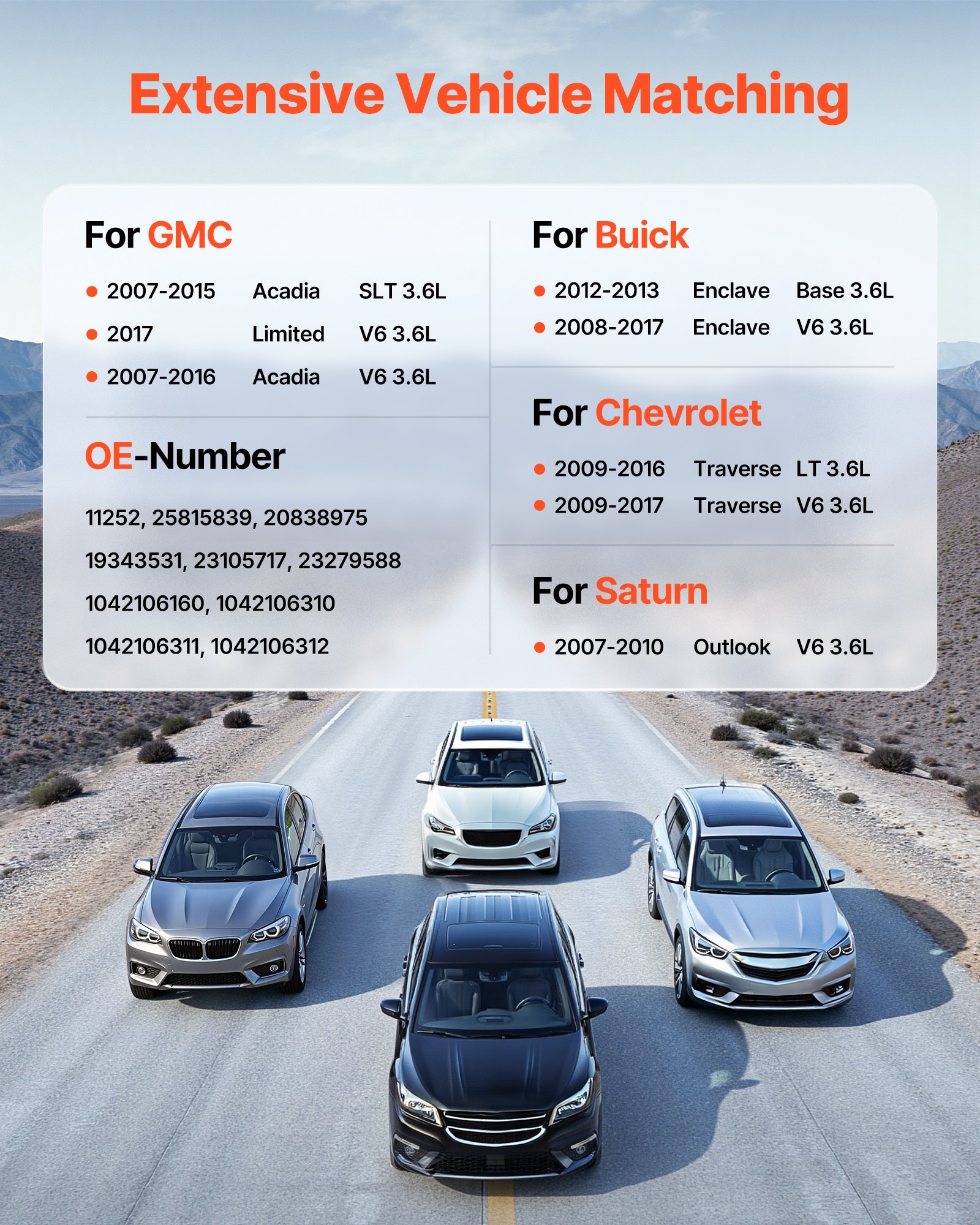 VEVOR Auto Dynamo Generator 11252, voor Buick Enclave Base 3.6L 2012-2013, Chevy Traverse LT 2009-2016, GMC Acadia SLT 2007-2015, Saturn Outlook V6 2007-2010, Auto Vervangende Dynamo 25815839