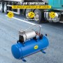 FlowerW Dc 12V Inflator Air Compressor Gauge Hose 6L Tank 120 Psi Train Air Horn Kit For Train Horns Motorhome Tires (Blue)