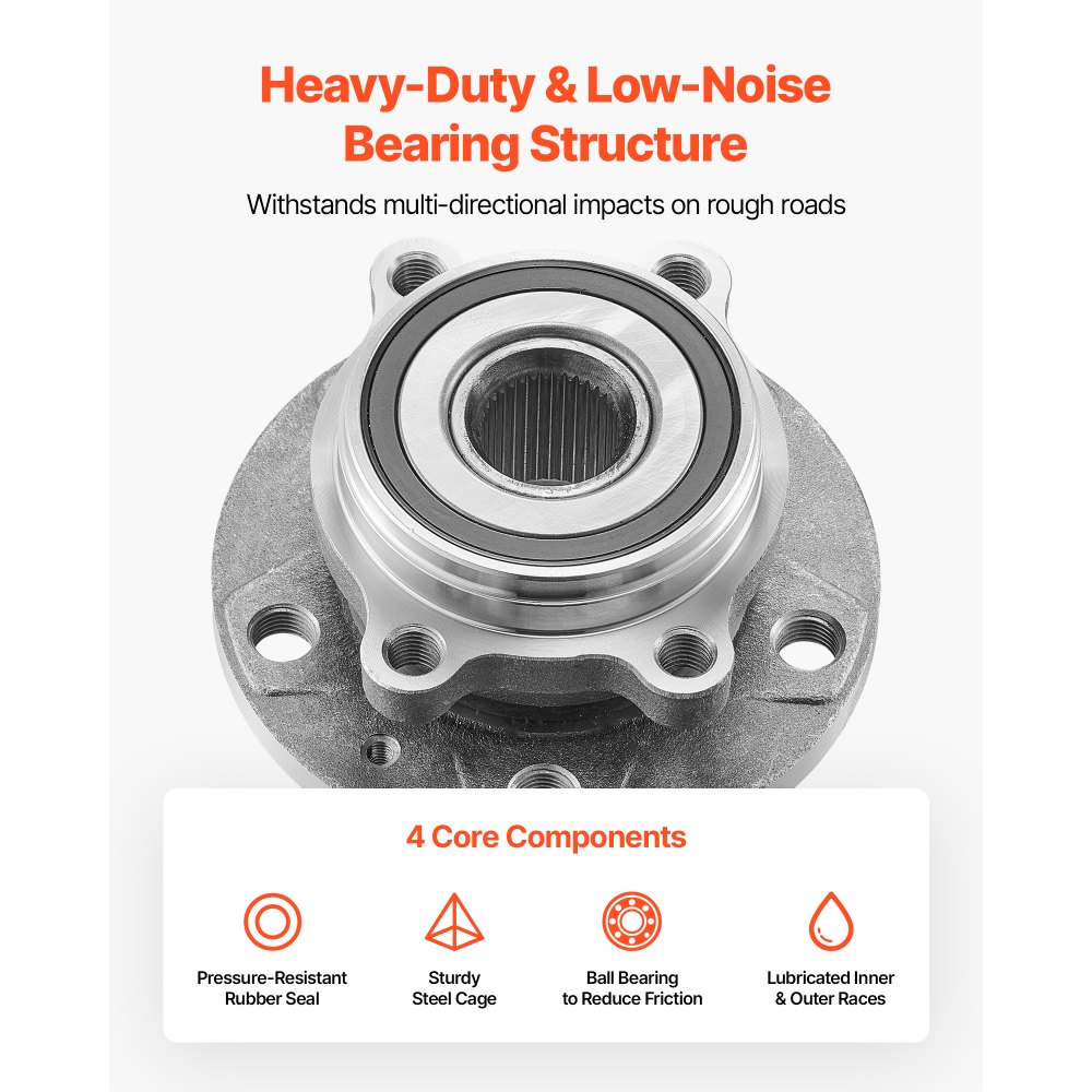 VEVOR 2PCS Front Wheel Bearing & Hub Assembly Fit for 2018 Audi Q3 Komfort Premium Plus Sport Utility 4-Door Volkswagen Beetle Coast Convertible 2-Door 2.0L OEM 513253, Wheel Bearing Hub Assembly Set