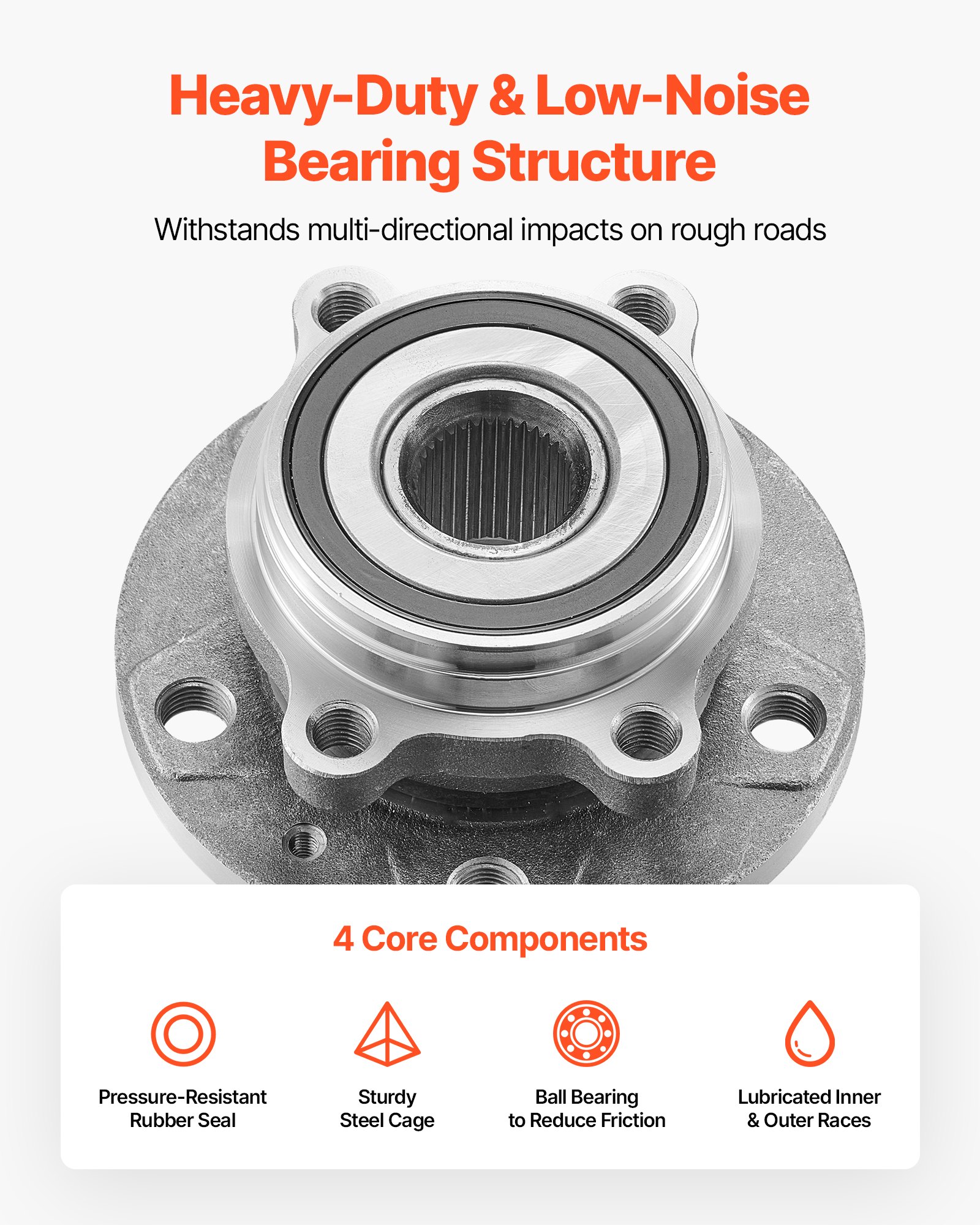 VEVOR 2PCS Front Wheel Bearing & Hub Assembly Fit for 2018 Audi Q3 Komfort Premium Plus Sport Utility 4-Door Volkswagen Beetle Coast Convertible 2-Door 2.0L OEM 513253, Wheel Bearing Hub Assembly Set