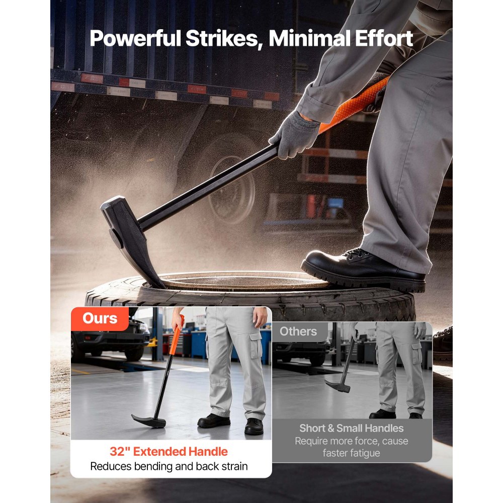 VEVOR Bandenmontagegereedschap Handmatige Bandenwisselaar Bandenhamer 81 cm Handvat Bandengereedschap met Eendenbekvormige Bandenbreker voor Montage en Demontage bij Autoreparaties van Universele Voertuigtypen