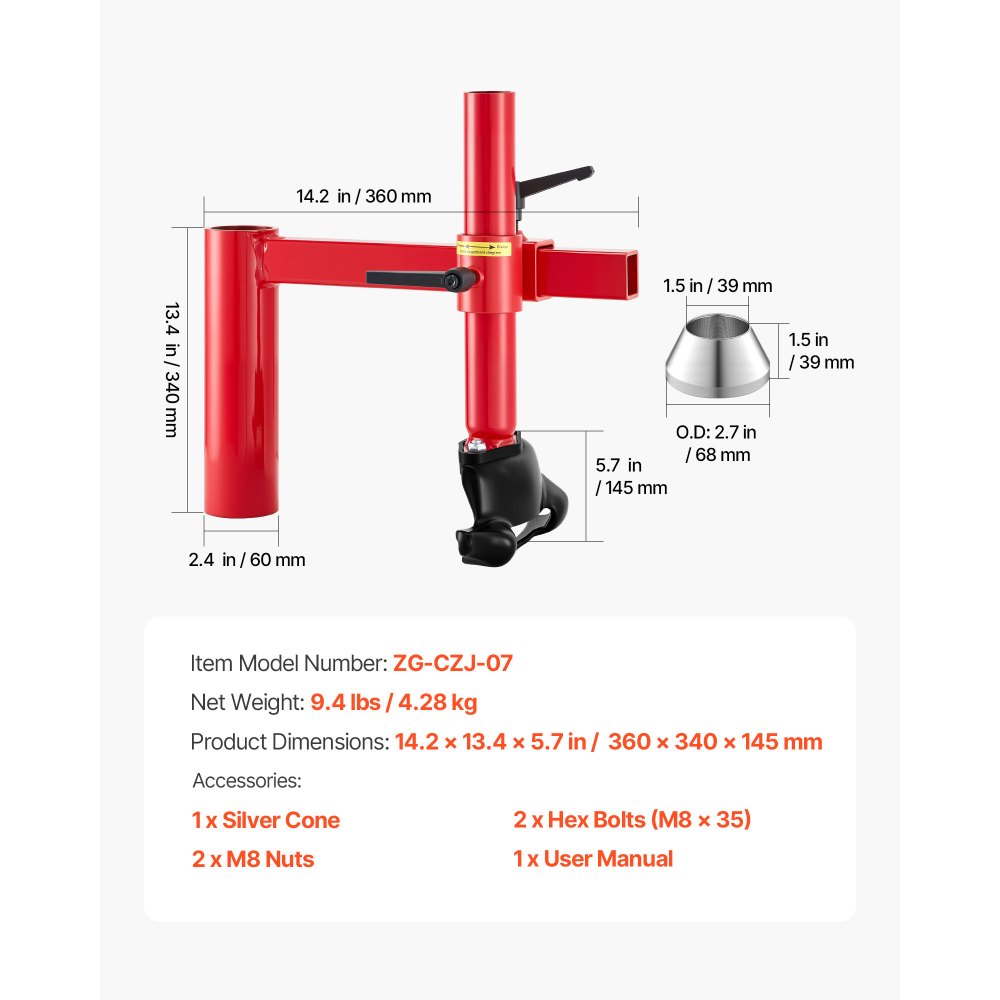 VEVOR Bandenmontagegereedschap Duckhead Adapter Kit Handmatige Stalen Bandenwisselaar Geschikt voor Banden van 16-21 inch, Wielmontagehulpmiddel voor Buiten- en Mobiele Autoreparaties van Universele Voertuigtypen