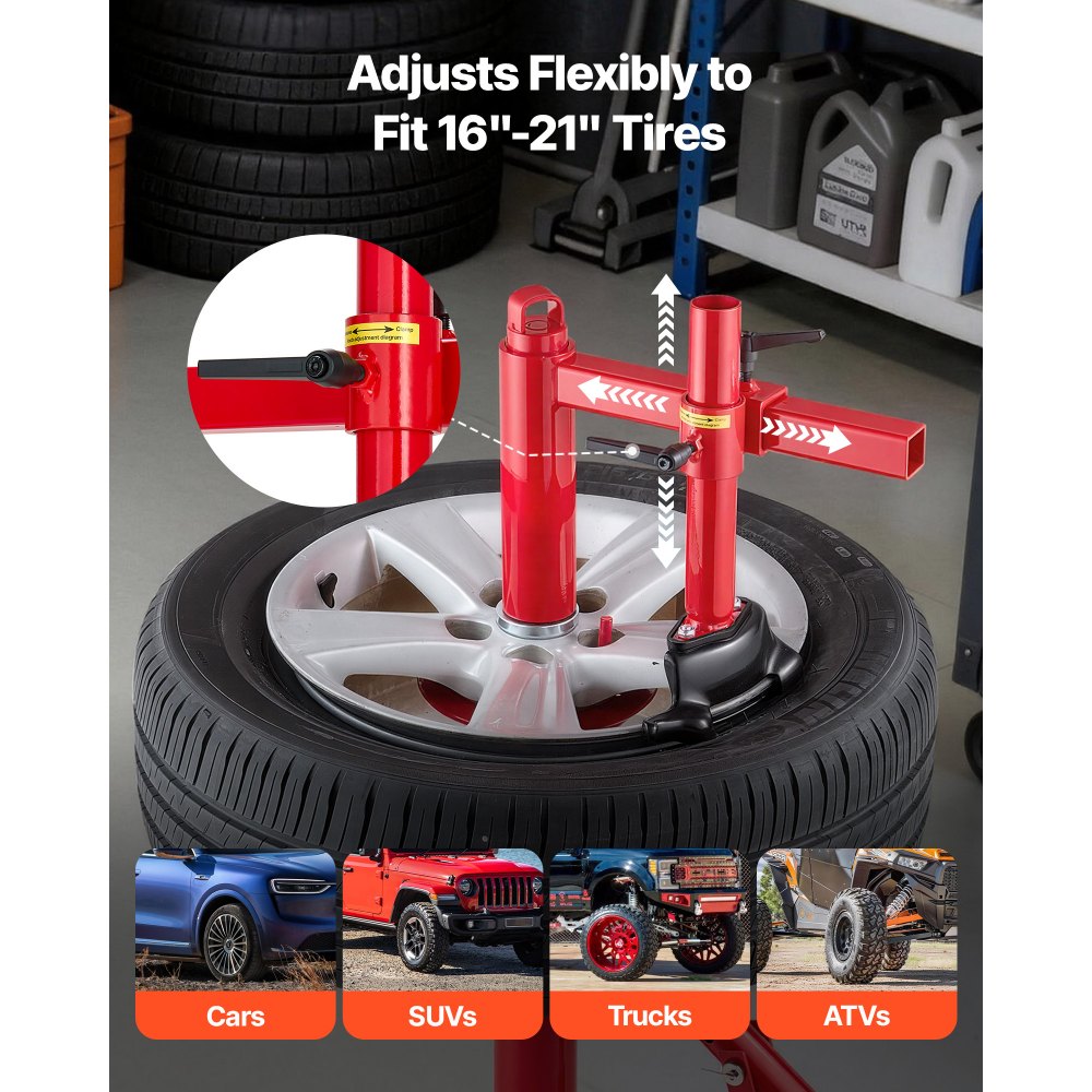 VEVOR Bandenmontagegereedschap Duckhead Adapter Kit Handmatige Stalen Bandenwisselaar Geschikt voor Banden van 16-21 inch, Wielmontagehulpmiddel voor Buiten- en Mobiele Autoreparaties van Universele Voertuigtypen