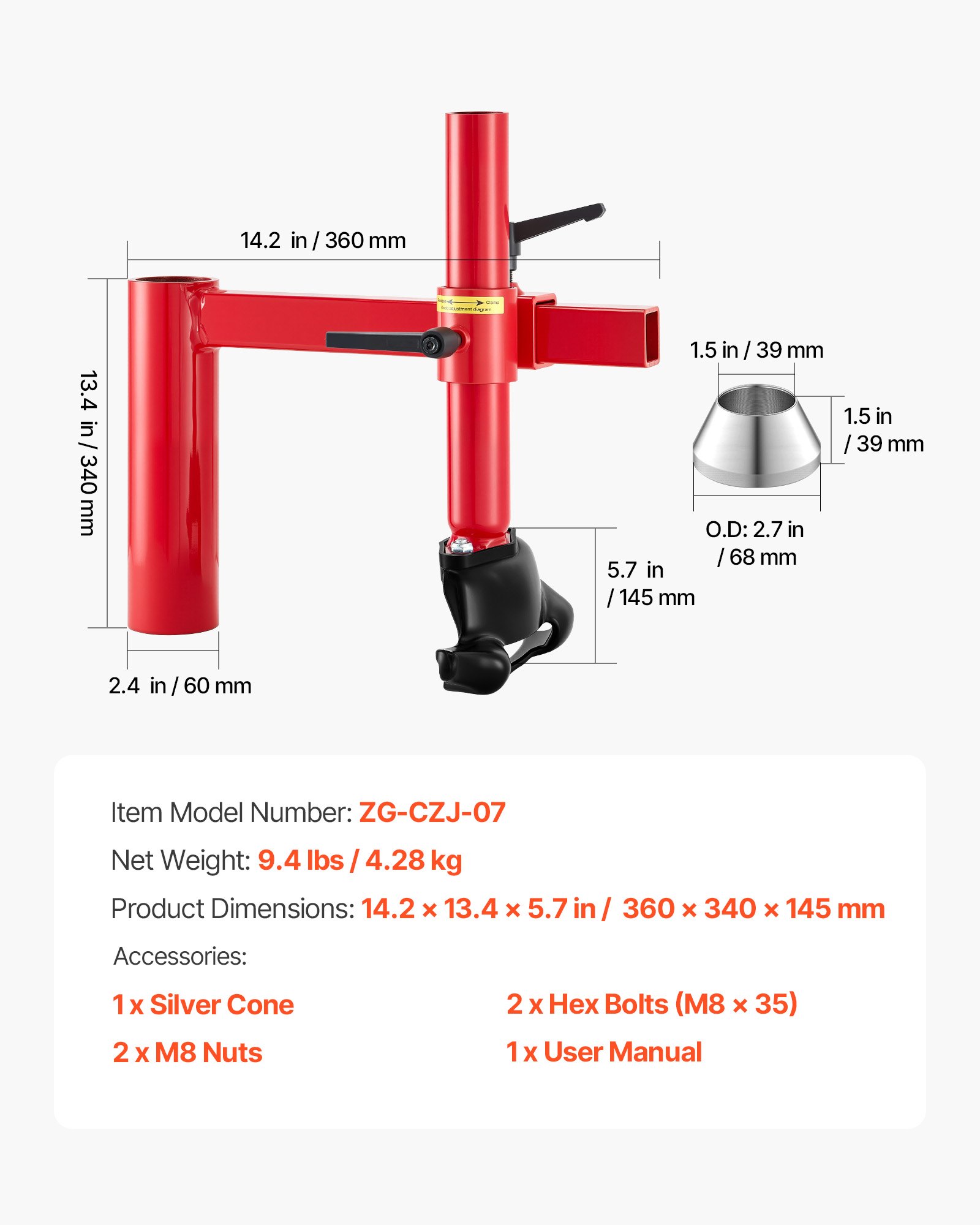 VEVOR Bandenmontagegereedschap Duckhead Adapter Kit Handmatige Stalen Bandenwisselaar Geschikt voor Banden van 16-21 inch, Wielmontagehulpmiddel voor Buiten- en Mobiele Autoreparaties van Universele Voertuigtypen