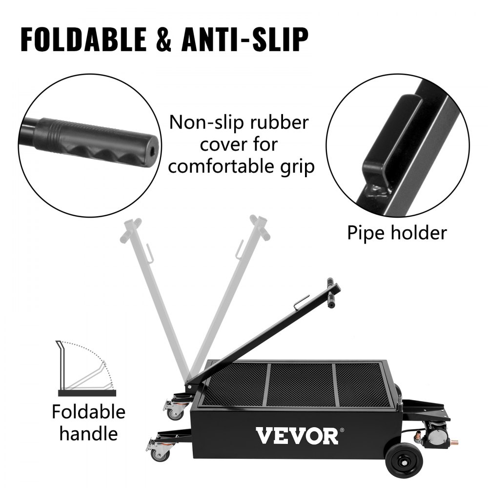 VEVOR olie-aftapbak, olie-aftaptank van 95 liter, olie-opvangwagen met laag profiel, opvouwbare olie-opvangbak met elektrische pomp, slang, zwenkwielen voor het aftappen van olie in auto's, SUV's en vrachtwagens