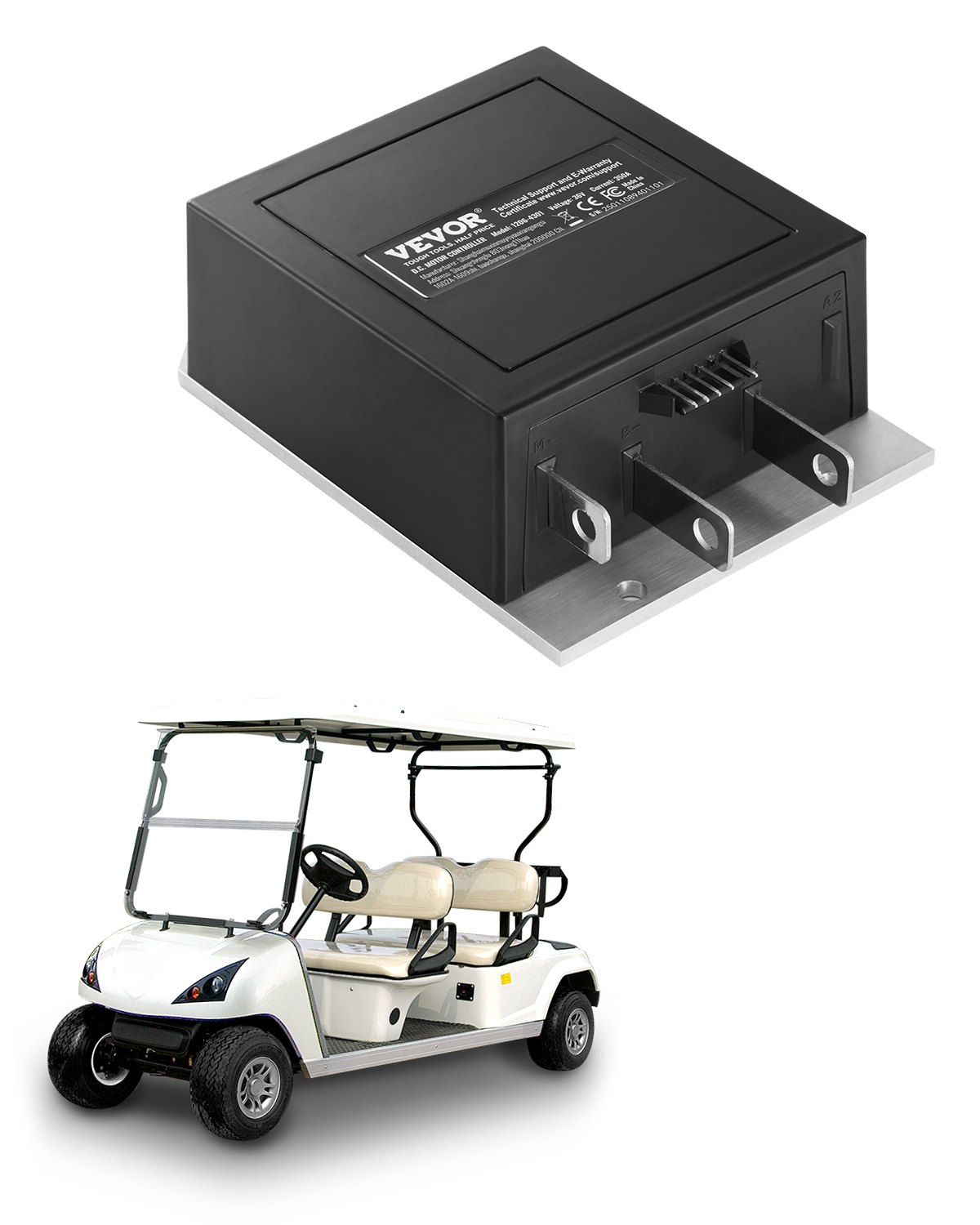 VEVOR Golf Cart Speed Controller, 36V and 350A, DC Motor Controller Replacement for 1994-2019 EZGO Golf Carts, IP65 Rated Protection, Aluminum Alloy & ABS Housing, Compatible with 1206-4301 Models