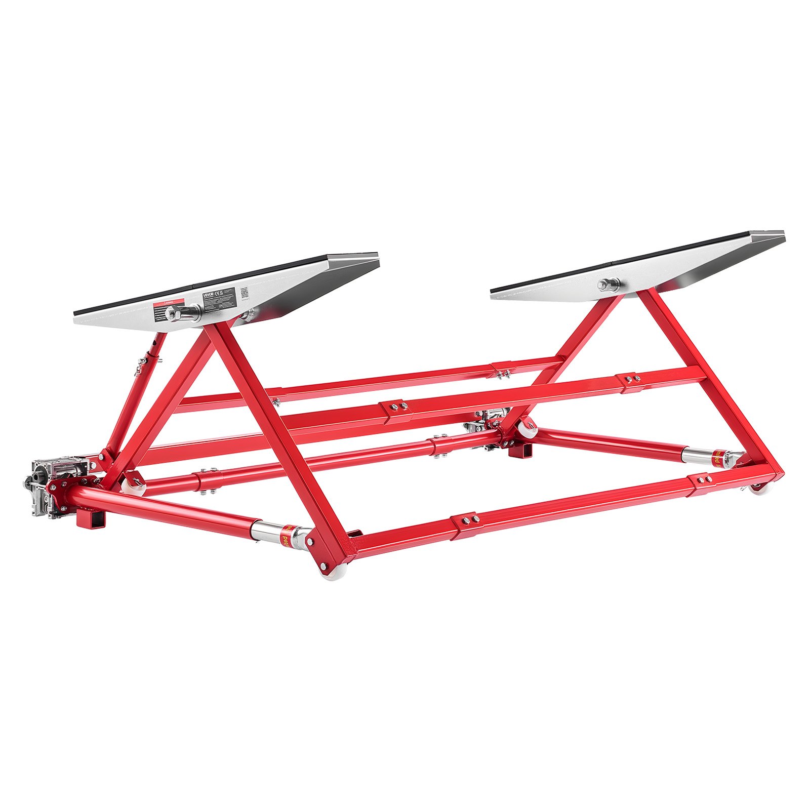 VEVOR draagbaar hefplatform, 2000 kg hefvermogen, stalen constructie met snelhefsysteem, maximale hefhoogte van 585 mm, verstelbare breedte en wielen. Hefinrichting voor auto's en bestelwagens, voor garages en werkplaatsen.