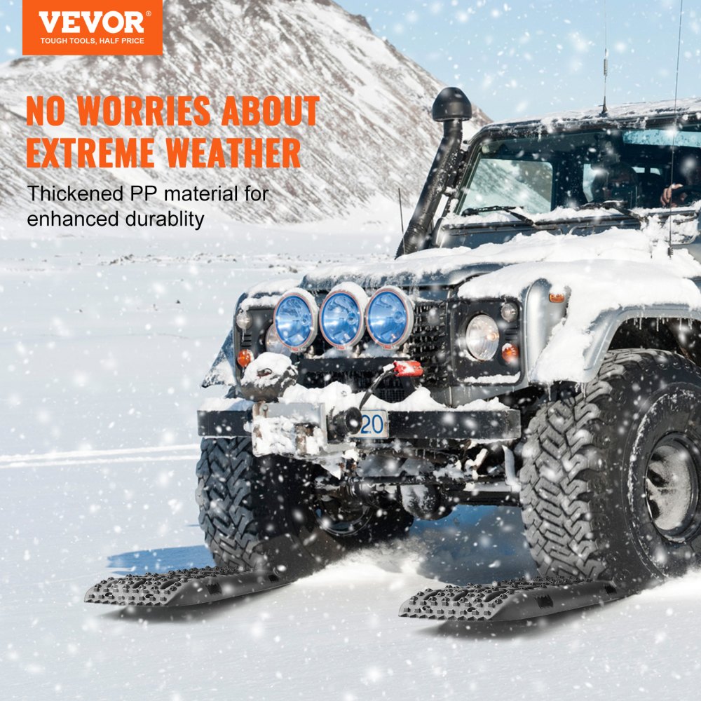 VEVOR 10 TON Tractieborden met PP-materiaal, herstelborden voor ATV's/auto's/pick-ups/SUV's/campers, paar bandentractiematten voor sneeuw, zand, modder en losse oppervlakken, opbergtas, lang, zwart