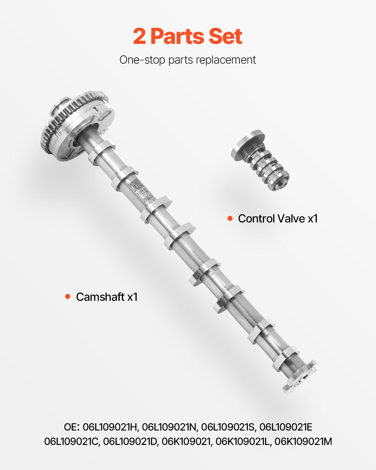 VEVOR Camshaft & Control Valve Kit, Cast Iron Engine Cam Replacement, Compatible with Audi & Volkswagen, Fits 1.8T/2.0T EA888 Engines, OE 06L109021H, 06L109021N, 06L109021S