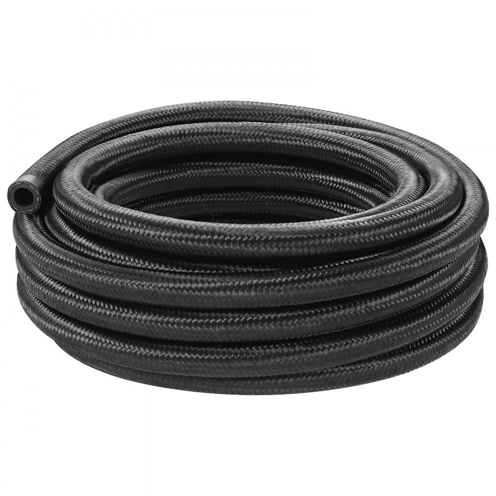 VEVOR 6-AN brandstofleidingset, 609,6 cm brandstofslangset, 0,34" nylon roestvrijstalen gevlochten brandstofleiding olie-/gas-/dieselslang eindfittingset 12-delige draaibare adapterset