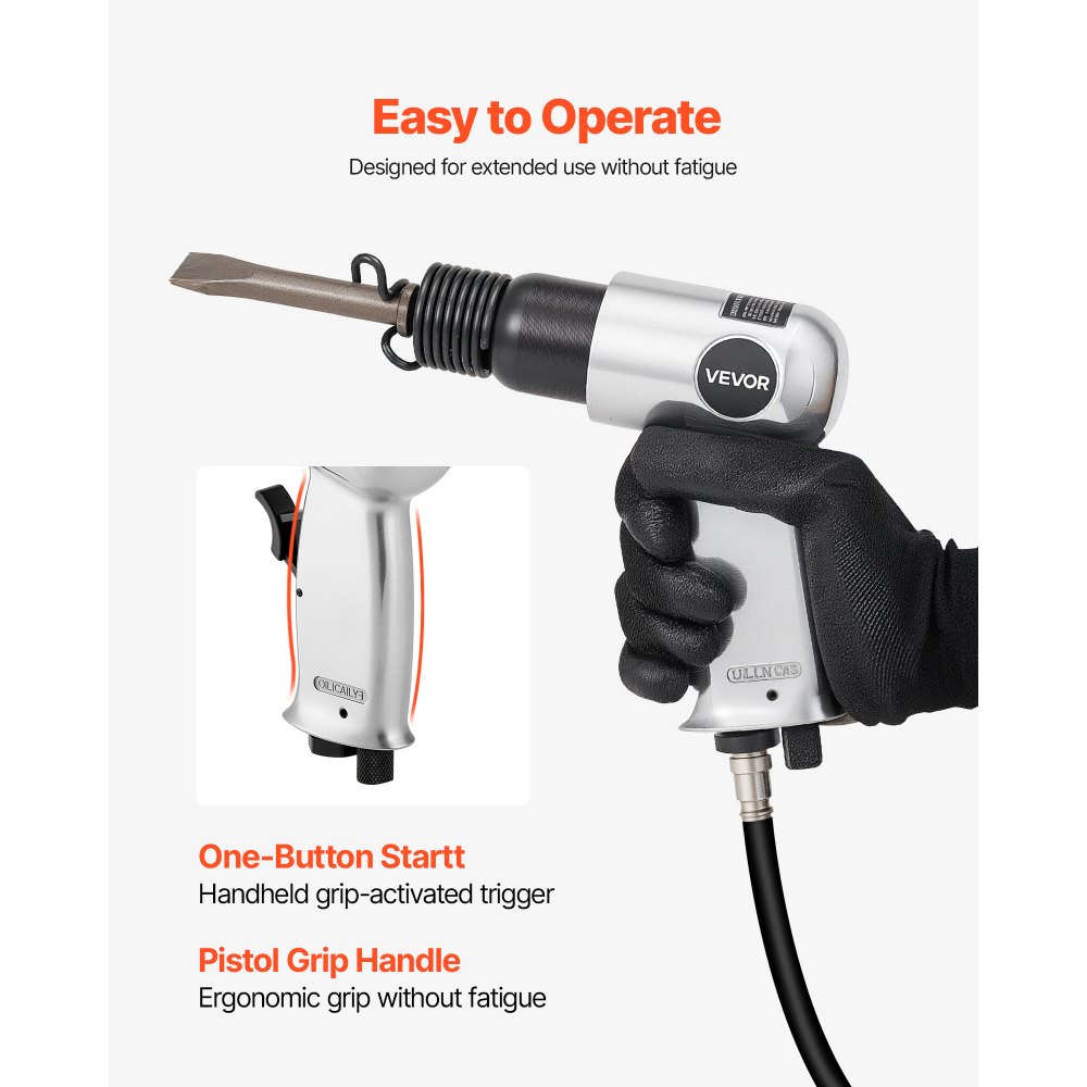 VEVOR Air Hammer, 4500BPM Pneumatic Hammer with Rust Removal Air Needle Scaler & 4PCS Chisels Round Shank, Lightweight & Compact Air Chisel Pneumatic Shovel Tool for Cutting Scraping Demolishing