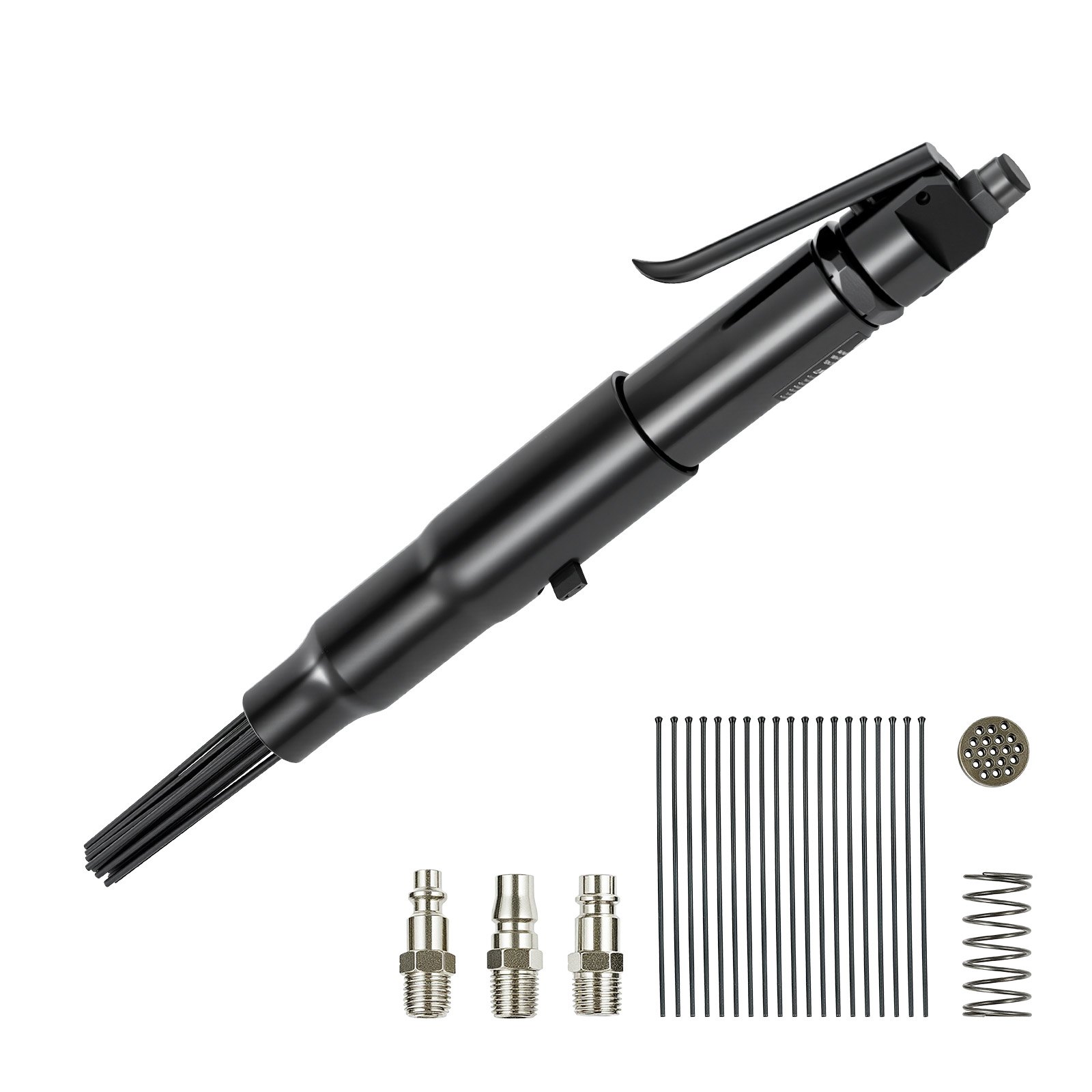 VEVOR Air Needle Scaler, 3400BPM Pneumatic Scaler for Rust Paint Removal - with 3-Speed Adjustment, 19 Hardened Needles & 3 Air Nozzle Connectors - Lightweight, Compact & Ergonomic Grip