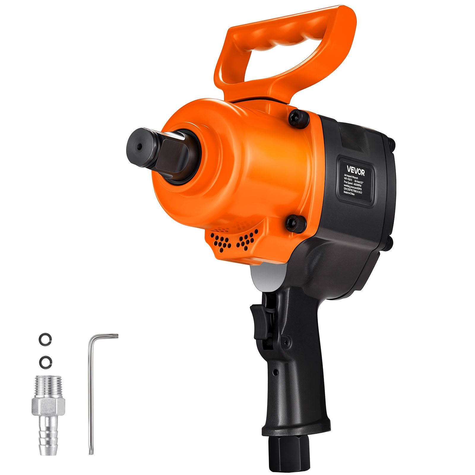 VEVOR pneumatische slagmoersleutel, 2,54 cm aandrijving, dubbele hamer, tot 1626 Nm omkeerkoppel, 4600 tpm, 6-traps pneumatisch slagmechanisme voor zware autoreparaties en -onderhoud.