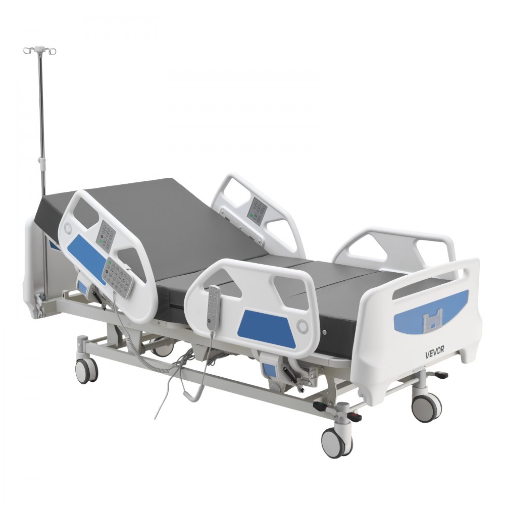 VEVOR Elektrisch Ziekenhuisbed, 5 Functies - Verpleegbed met Hartstoel, Reanimatiefunctie, Trendelenburg- en Anti-Trendelenburg-positie, Centraal Vergrendelingssysteem & 12,7 cm Wielen, Seniorenbed
