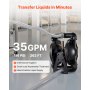VEVOR Air Operated Double Diaphragm Pump, 35 GPM, 1 inch Inlet & Outlet Pneumatic Waste Oil Transfer Pump, Max 114 PSI, Aluminum Alloy Body, Air-Operated for Diesel, Grease, Kerosene, Gasoline & Oil