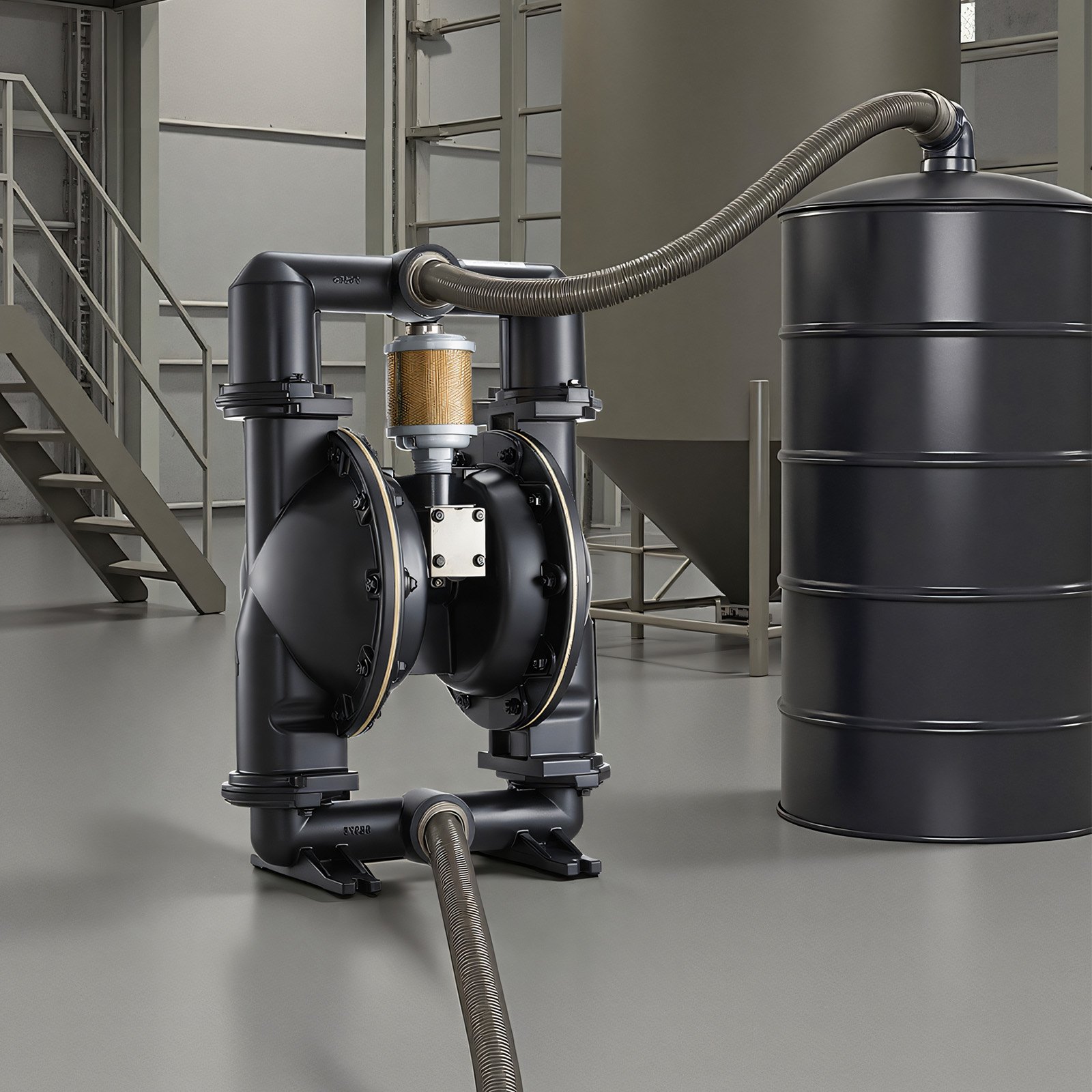 VEVOR luchtgevoede dubbele membraanpomp, 598 l/min, 79,86 m opvoerhoogte, pneumatische afvaloliepomp, max. 114 PSI, behuizing van aluminiumlegering, voor diesel, vet, kerosine en benzine.