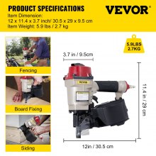 VEVOR Roofing Nail Gun CN55, Professional Coil Nailer from 1-Inch up to 2-1/4-Inch, Siding Nailer with Adjustable PC Magazine Coil Siding Nailer 15 Degree for Driving Roofing Nails Fast and Hard