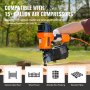 VEVOR MCN90 Coil Framing Nailer, 1-3/4" tot 3-1/2" 15-graden pneumatische framespijkermachine met gereedschapsloze diepteverstelling, 90-120 PSI Air Coil Nailer voor framebouw, wandvloeren en wandmontage