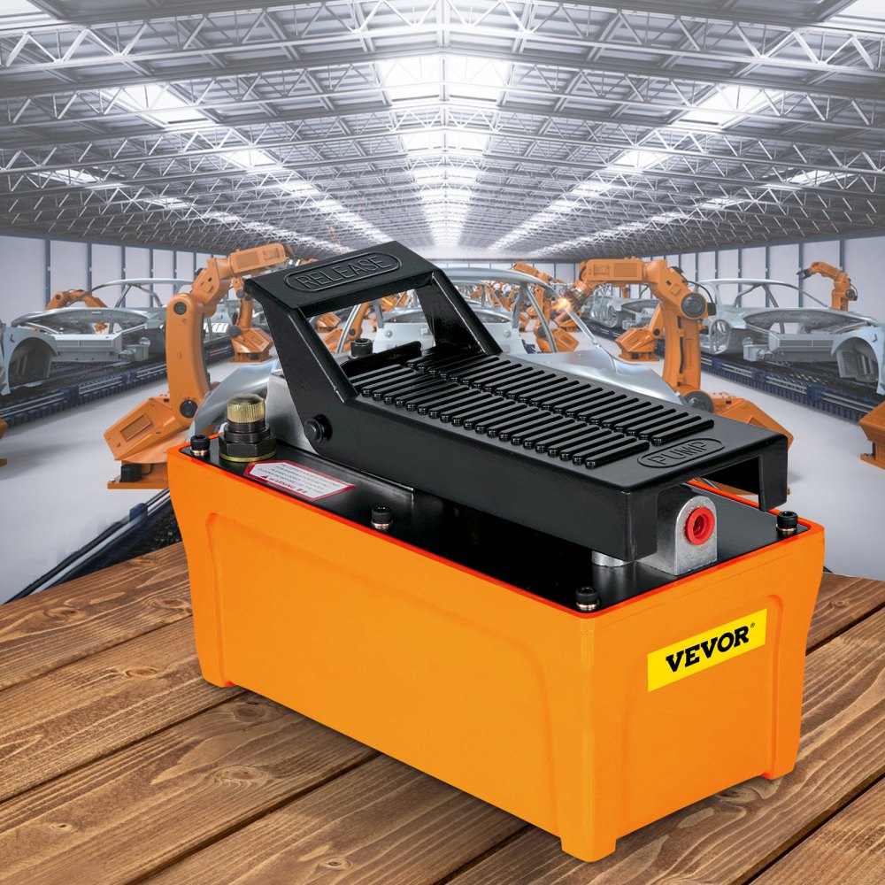 VEVOR Air Over Hydraulic Pump 10000 PSI Pedal Hydraulic Jack Pump 1.5L Tank Capacity Single Acting Air Pump Electric (hydraulic pump)