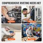 VEVOR Air Riveter, Pneumatic Air Riveter, 20.2KN Pulling Force Pop Rivet Gun Tool Kit, Heavy Duty Air Hydraulic Rivet Gun for Mechanic Tool, Construction, Home Improvement - With 13 Size Nose Pieces