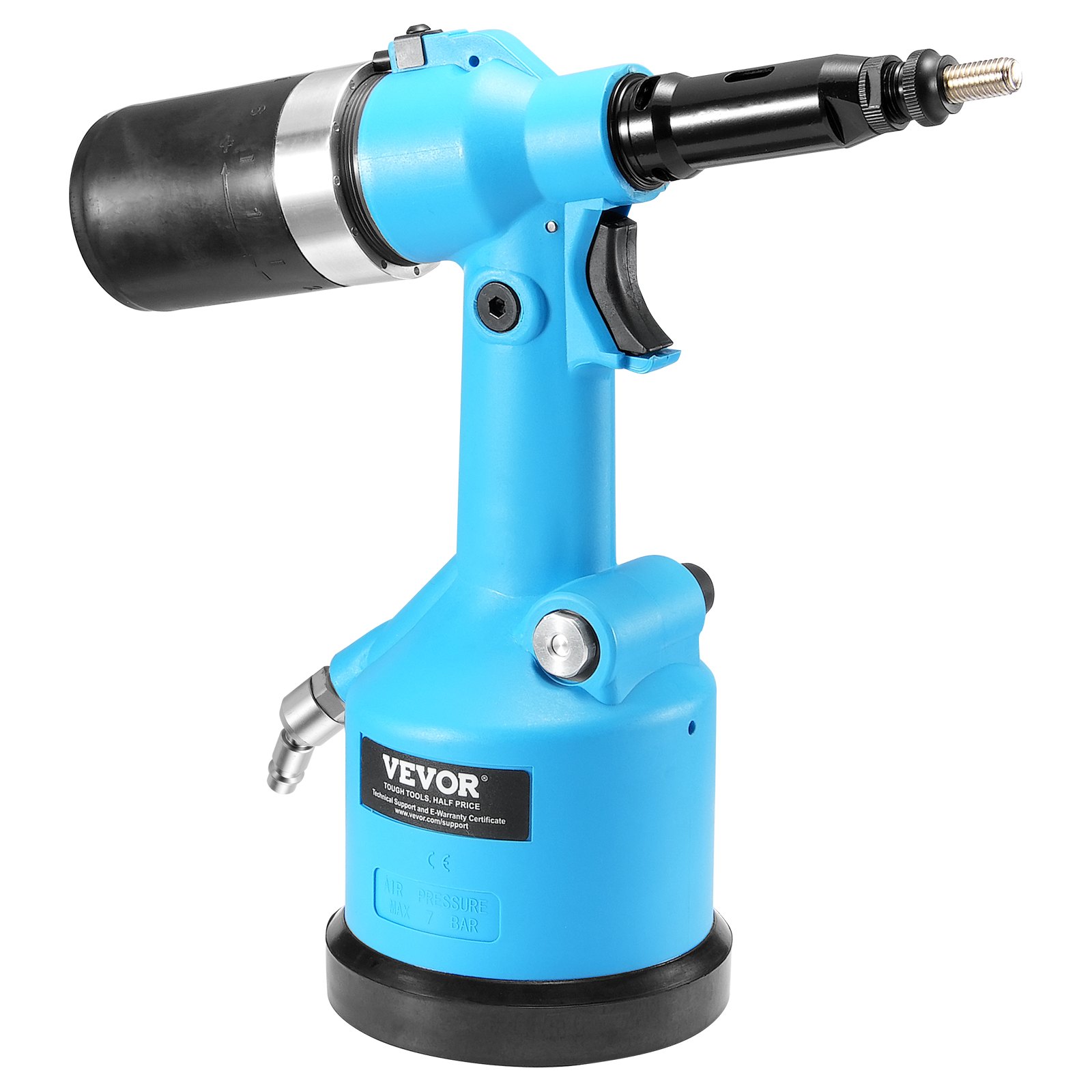 VEVOR Air Riveter, Pneumatic Air Riveter, 20.2KN Pulling Force Pop Rivet Gun Tool Kit, Heavy Duty Air Hydraulic Rivet Gun for Mechanic Tool, Construction, Home Improvement - With 13 Size Nose Pieces