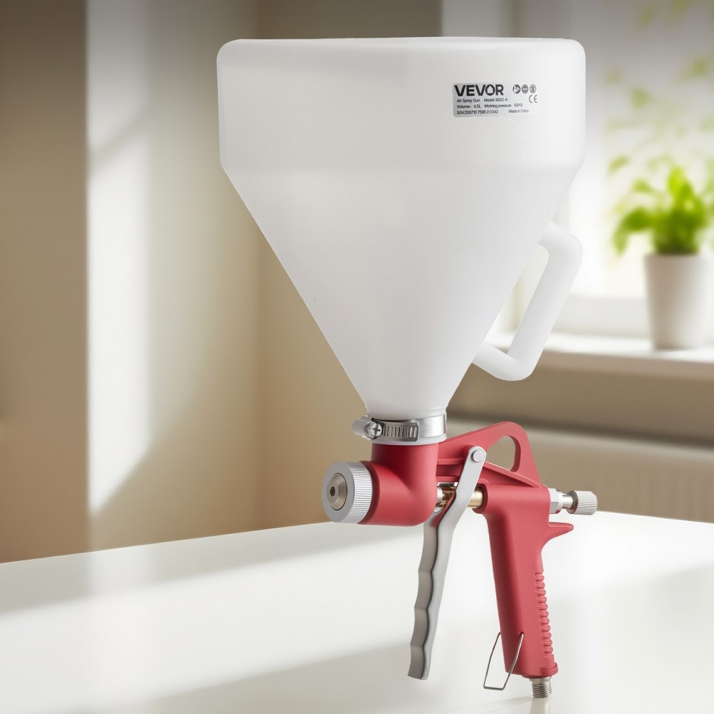 VEVOR Verfspuitpistool, 4,5L Spuitpistool, Professionele Gipsplaat Textuur Verfspuitset, Verfspuit met 3 Spuitmonden (3,5mm, 6mm, 8mm) voor Popcorn, Knockdown en Sinaasappelschil Texturen