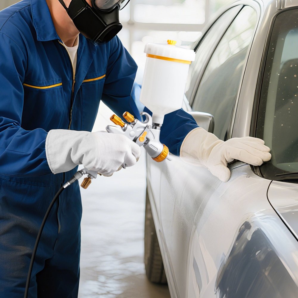 VEVOR HVLP Air Spray Gun, Gravity Feed Paint Sprayer Gun with 3 Nozzles (1.3/1.4/1.7mm), 600ml Capacity Auto Paint Sprayer with Air Regulator for Automotive Primers, Clear Coats & Topcoats