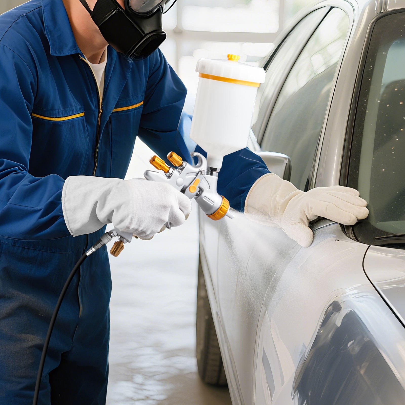 VEVOR HVLP Air Spray Gun, Gravity Feed Paint Sprayer Gun with 3 Nozzles (1.3/1.4/1.7mm), 600ml Capacity Auto Paint Sprayer with Air Regulator for Automotive Primers, Clear Coats & Topcoats