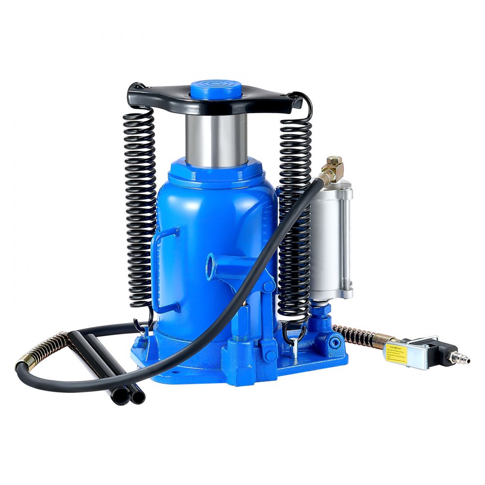 VEVOR pneumatische fleskrik, 32 ton hefvermogen, hefbereik 255–415 mm, lucht-hydraulische/handmatige fleskrik met pomp voor SUV's, pick-up trucks, campers, autoreparatie, blauw