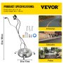 VEVOR Pressure Washer Surface Cleaner, 20'', Max. 4000 PSI Pressure by 2 Nozzles for Cleaning Driveways, Sidewalks, Stainless Steel Frame with Rotating Dual Handle, Wheels, Fit for 3/8'' Quick Connect