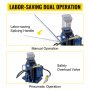 VEVOR hydraulic bottle jack featuring manual and pneumatic operation options.