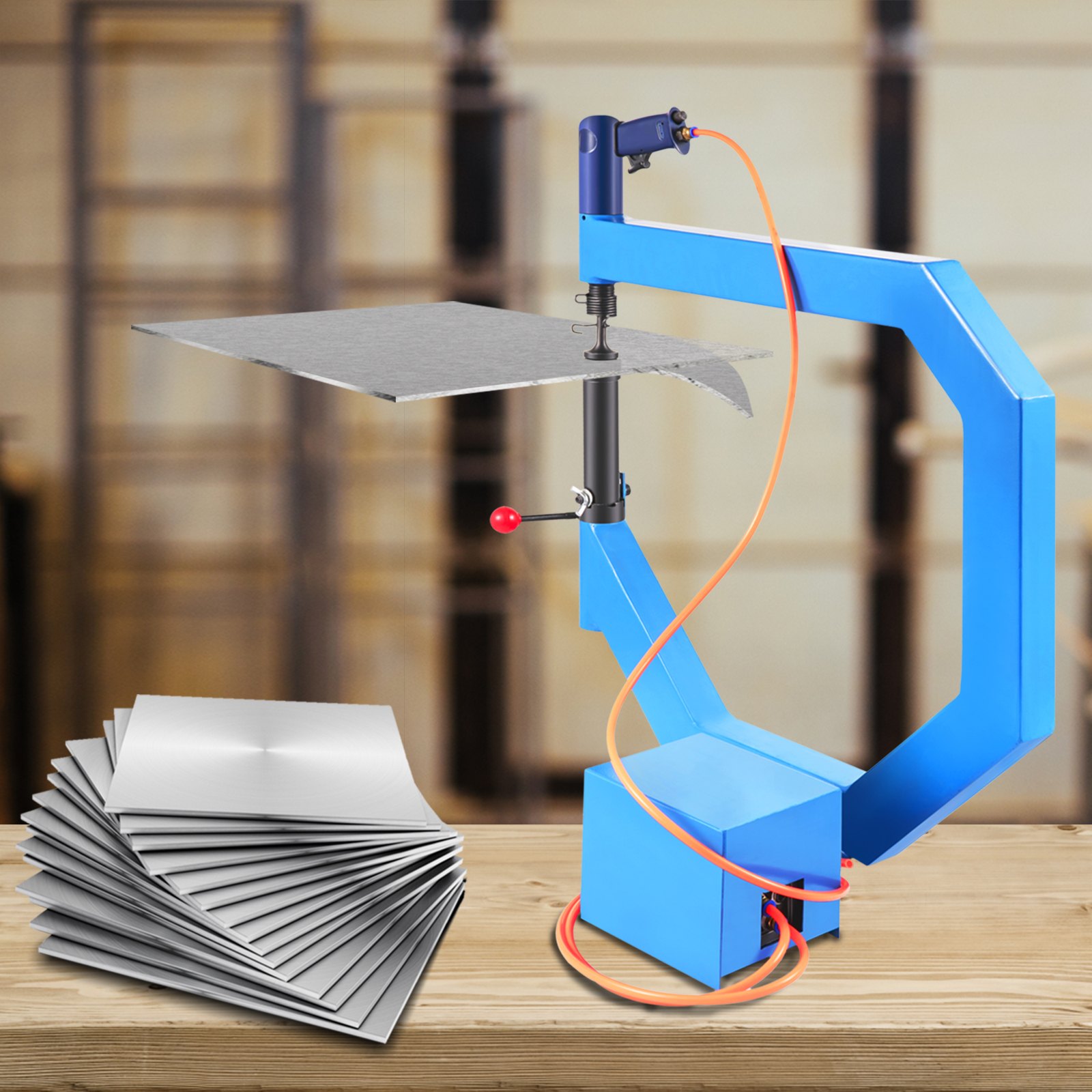 VEVOR Pneumatic Planishing Hammer, 19.63" Throat Power Hammer Blacksmithing, Planishing Hammer Auto 1/2/3" Radius Anvil, Planishing Air Hammer, English Wheel with Foot Pedal for Industrial Metal Shapi