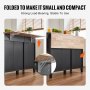 VEVOR Kitchen Island Cart, 50" Wood Top Breakfast Bar with Trash Cabinet Tilt Out 10 Gallon Storage, Farmhouse Dining Living Room Table with Drop Leaf, Towel Bar, Drawer, Black