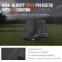 VEVOR golf cart cover in black 600d polyester with pu coating in rainy outdoor setting.