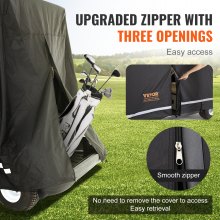 VEVOR Black Golf Cart Rain Cover 4 Person Golf Cart Cover 283 x 120 x 170cm, 600D Waterproof, Portable Storage Cover with Zipper, Fits Most Golf Carts