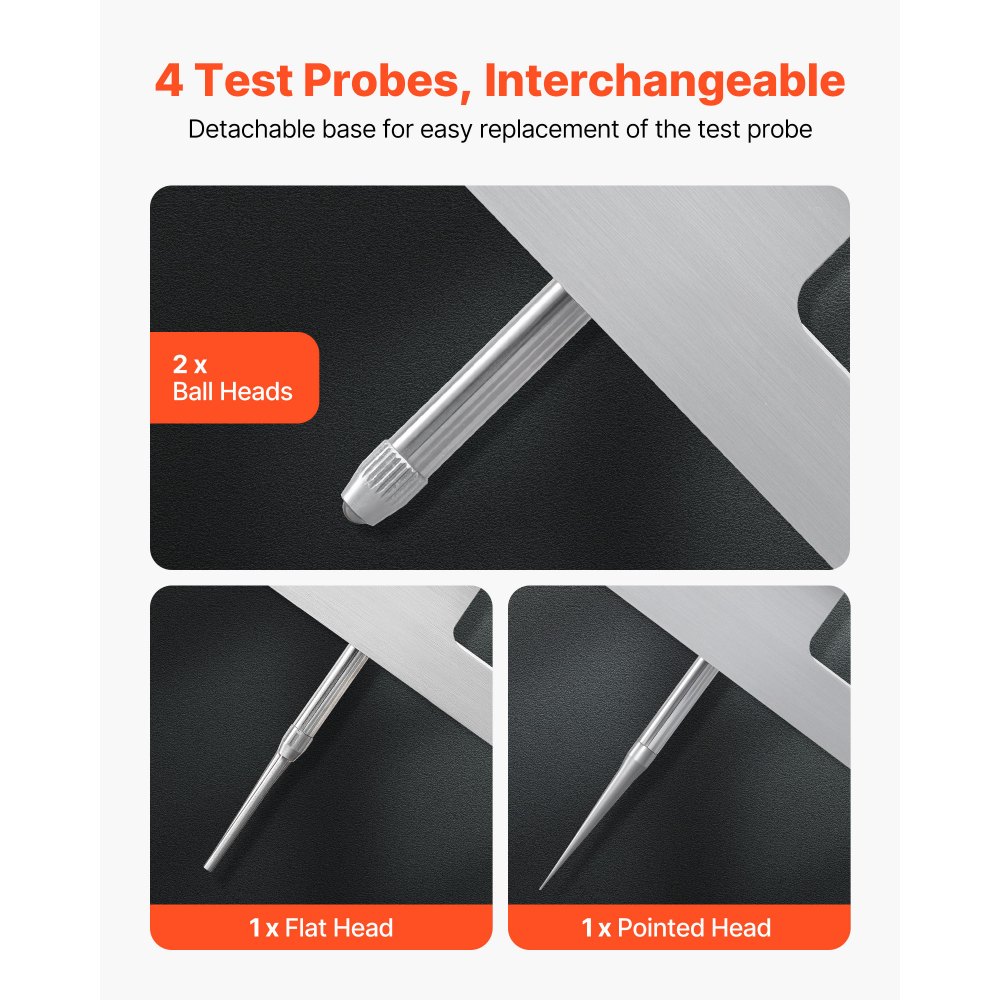VEVOR dieptemeter, schuifmaat met een meetbereik van 0–22 inch, een resolutie van 0,001 inch, met 4 meetvlakken en 6 standaard meetstaven. Gemakkelijk afleesbaar mechanisch meetinstrument voor groeven, treden en boringen.