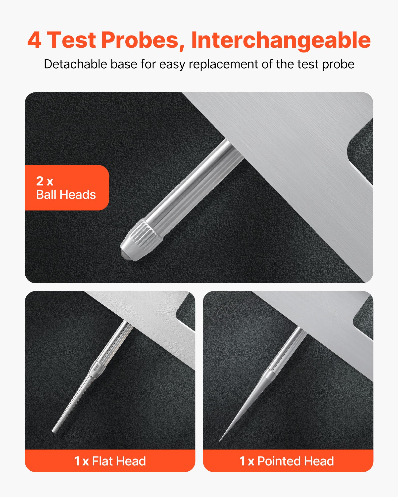 VEVOR dieptemeter, schuifmaat met een meetbereik van 0–22 inch, een resolutie van 0,001 inch, met 4 meetvlakken en 6 standaard meetstaven. Gemakkelijk afleesbaar mechanisch meetinstrument voor groeven, treden en boringen.