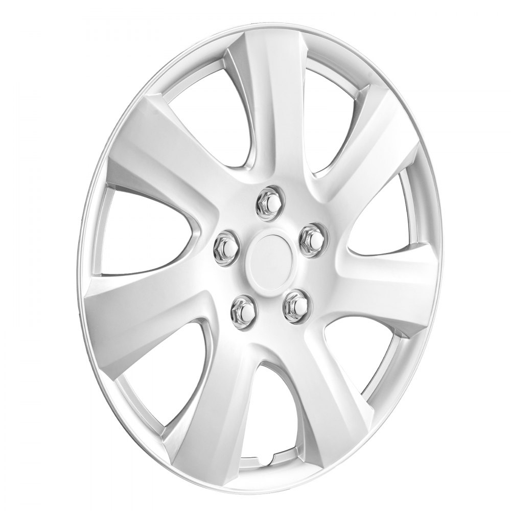 VEVOR Wieldoppen, Wielnaafdoppen, 4 stuks voor 16 inch diameter, Wieldop (440 x 53 mm) met drukknop en ventielgat, ABS en PC Wieldop met hoge stijfheid, Weerbestendig, Zilver