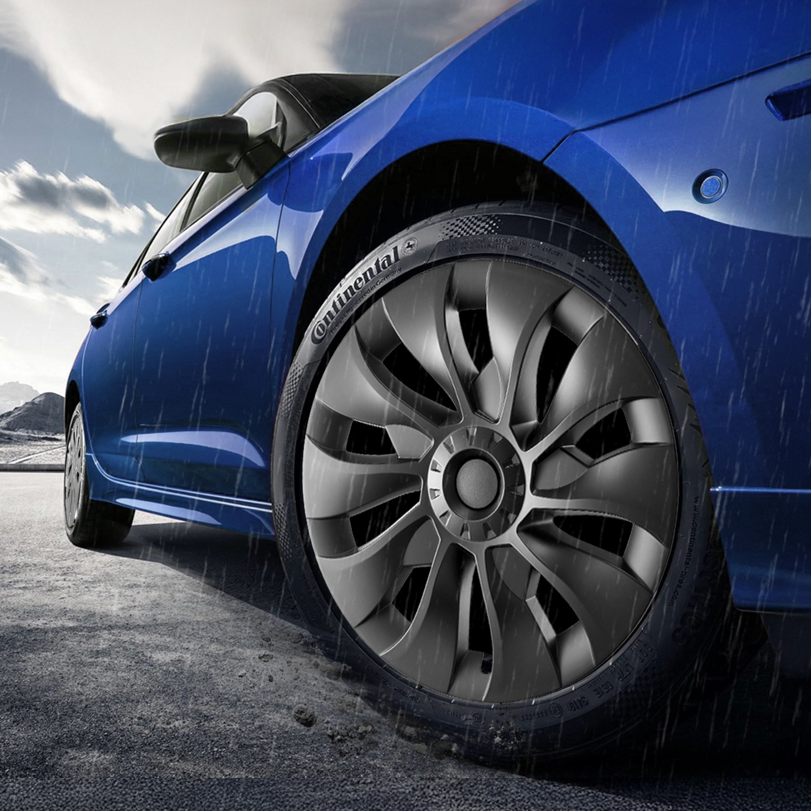 VEVOR Wheel Rim Cover Hubcaps, 18 in, 2017-2023 Model 3 Fully Fit Hubcap with Snap, Guard Tape & Valve Nozzle Hole, ABS & PC Hubcap with High Rigidity & Less Wind Drag, Fits for All Weather Use