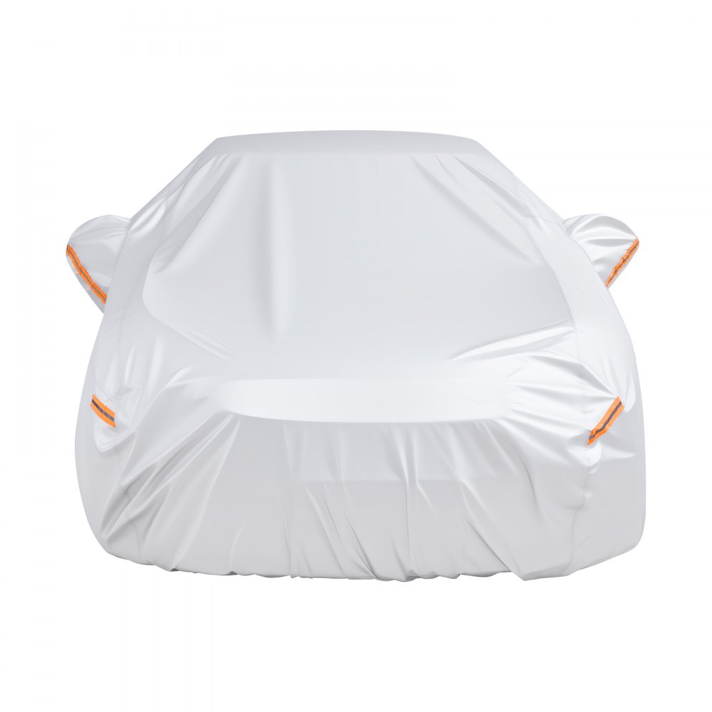 VEVOR Car Cover, Car Cover Waterproof for Mid Size European Sedan Cars Models, Custom-fit All Weather Sun Rain Wind Dust Snow Protection Full Exterior Covers with Door Zipper and Cotton Lining, Silver