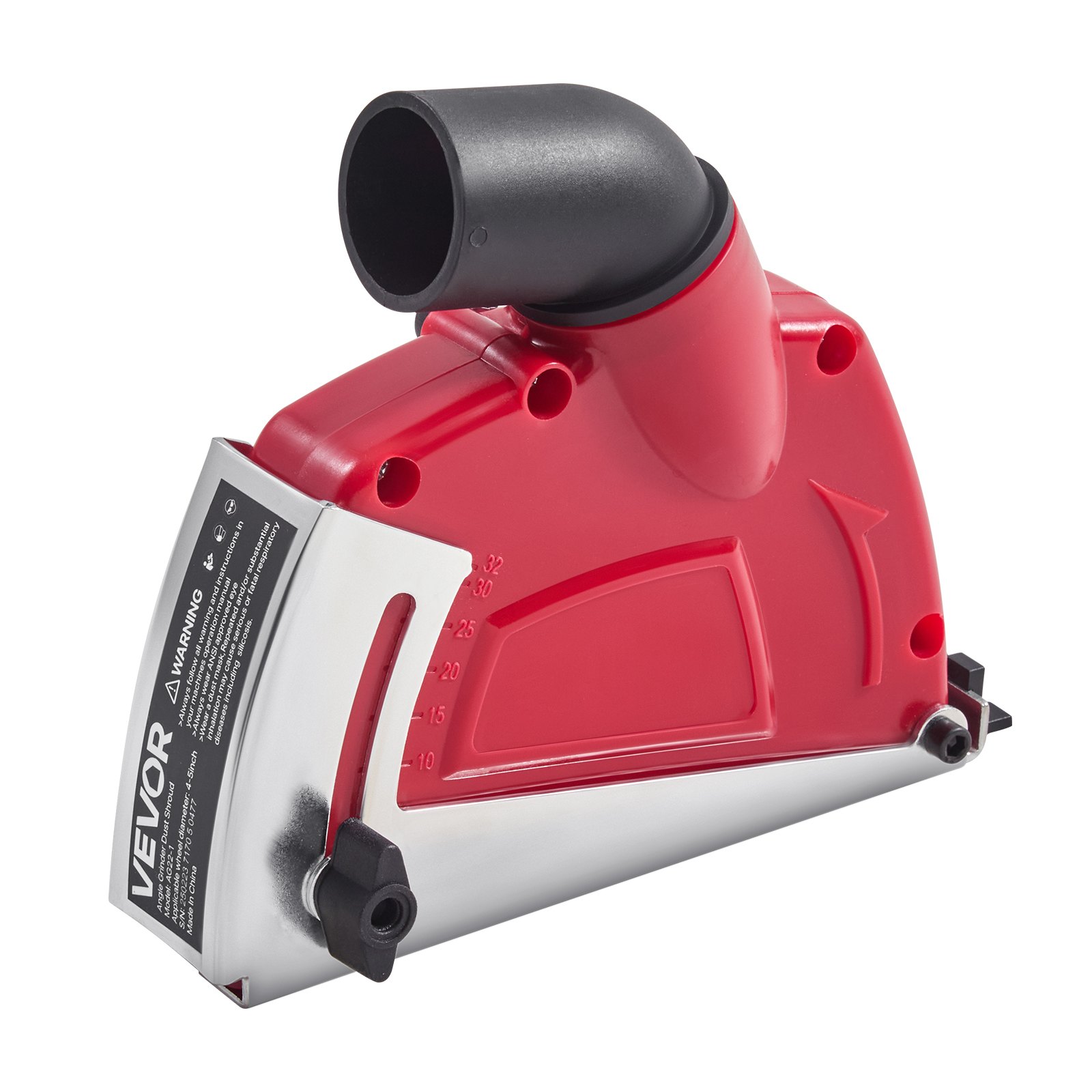 VEVOR Haakse Slijpmachine Afzuigkap, Geschikt voor 100-125 mm, Stofkap met 6 Klemschijven, Verstelbare Snijdiepte, Aansluiting voor Stofzuiger, Voor Hout, Beton, Muur, Steen, Rood