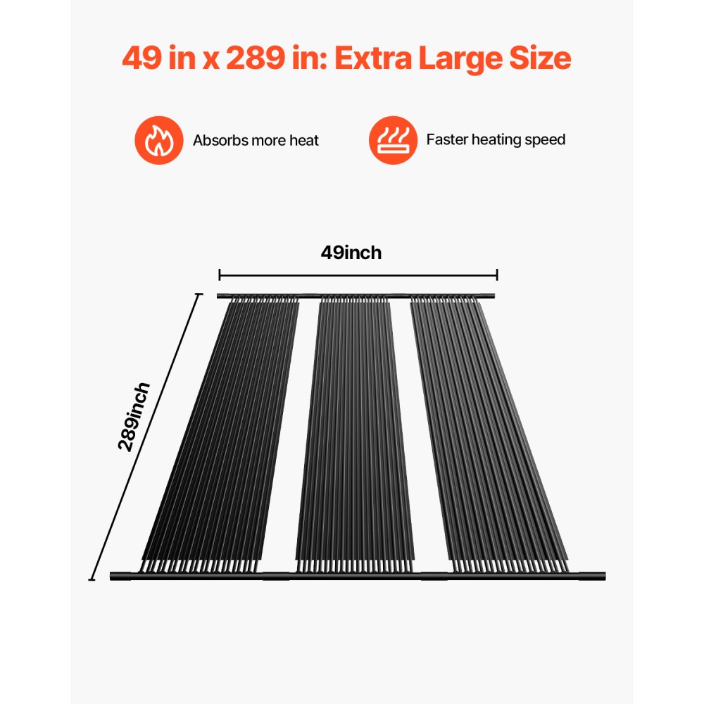VEVOR Solar Collector Pool Heater, 1235x7340 mm HDPE zwembadverwarmingssysteem, met complete accessoires, zonnepaneel voor zwembaden, verhoogt de watertemperatuur, voor bovengrondse en ingegraven zwembaden