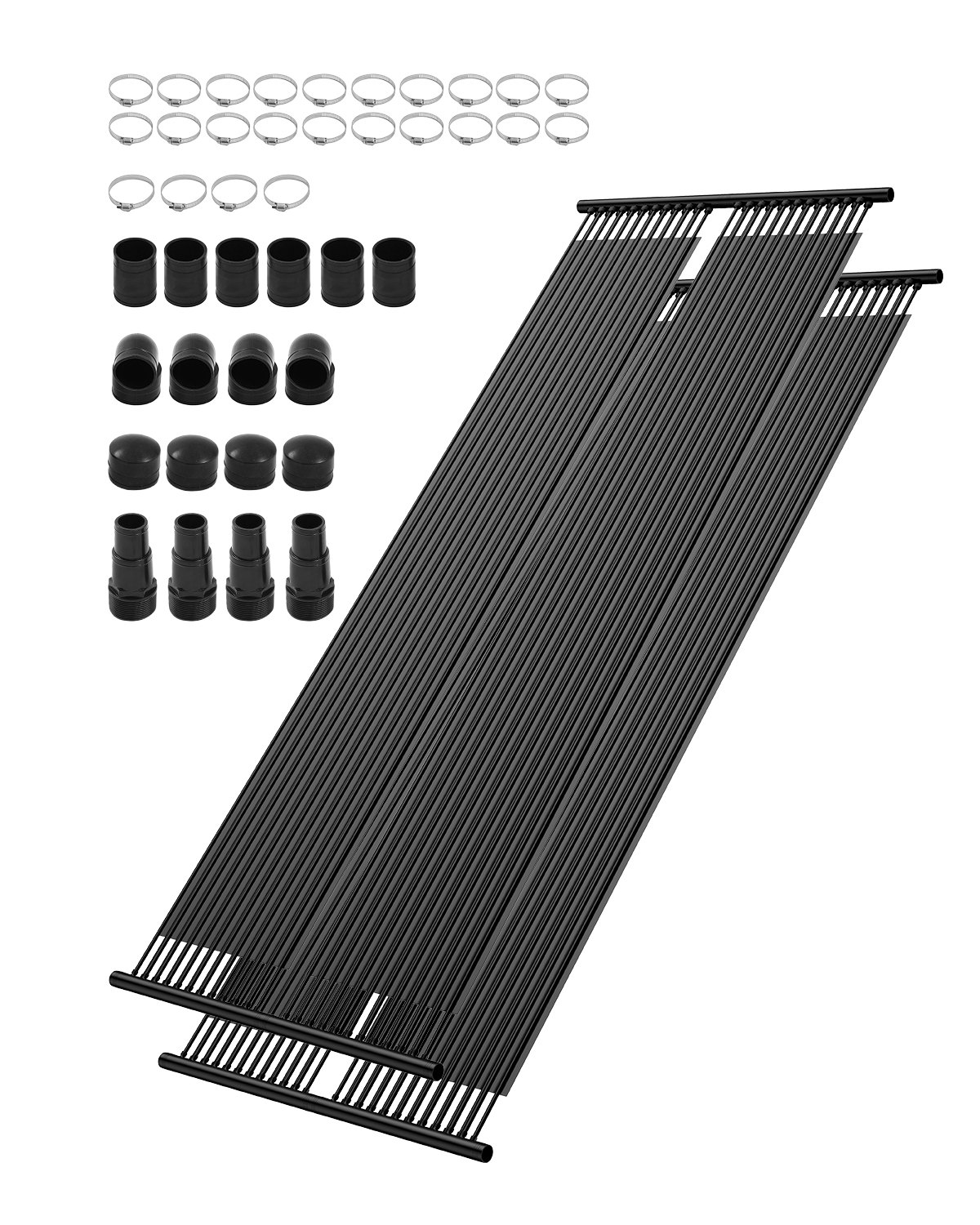 VEVOR Solar Pool Heater, 2,75 x 20 ft HDPE Solar Pool Panel (2 Pack) - Duurzaam en weerbestendig, met complete accessoires, Universeel Solar Pool Panel - Verhoogt de watertemperatuur, voor bovengrondse en ingegraven zwembaden