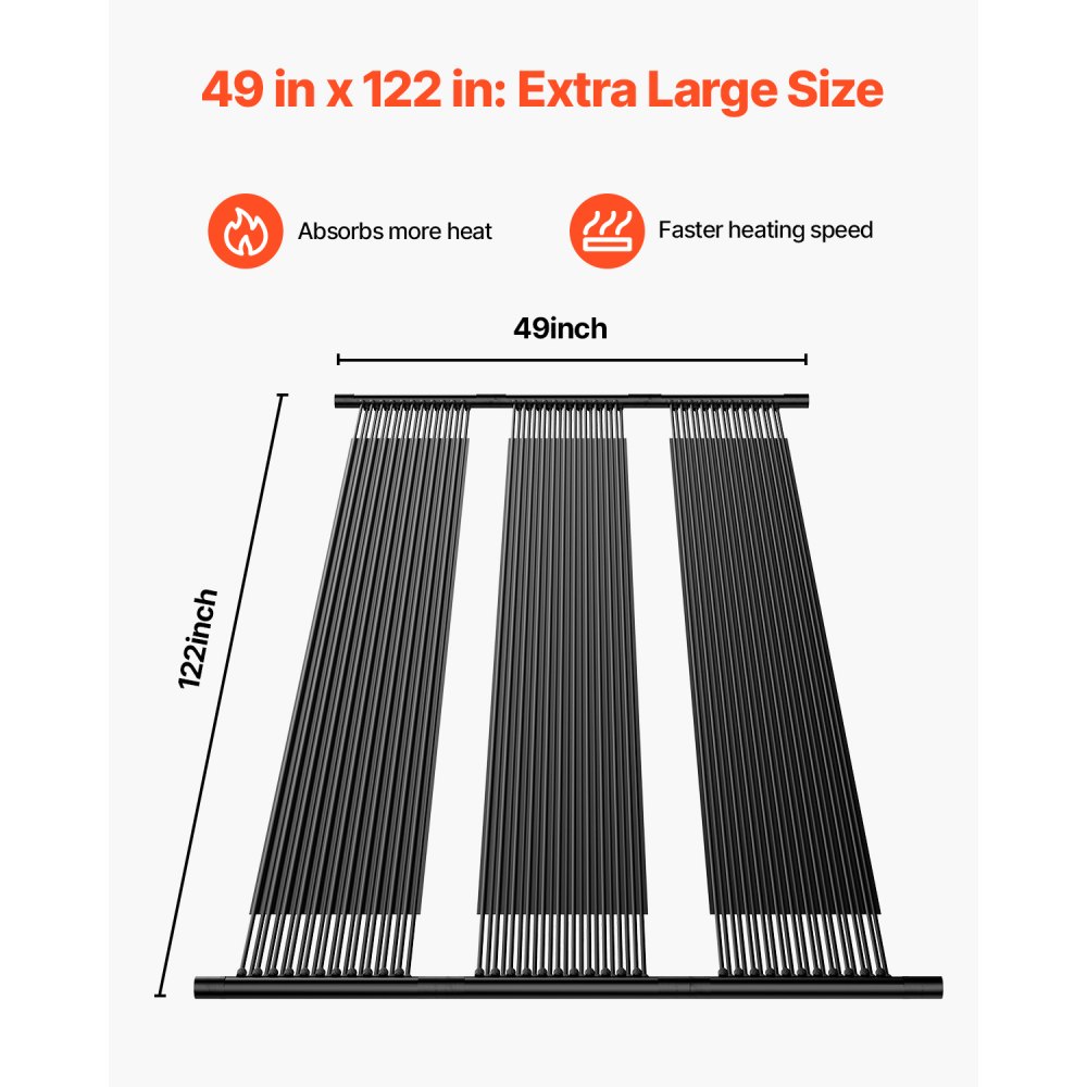 VEVOR Solar Collector Pool Heater, 1235x3100mm HDPE Zonnepaneel voor Zwembad (Set van 4), met complete accessoires, Zonnepaneel voor Zwembad, Verhoogt de Watertemperatuur, Bovengronds & Ingegraven Zwembad