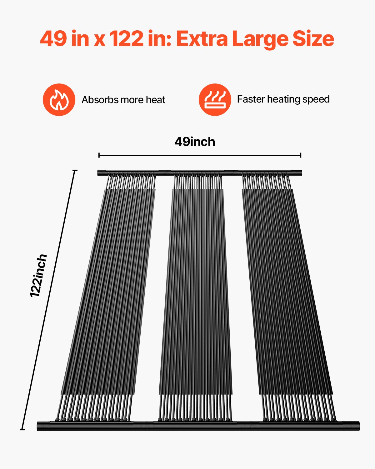 VEVOR Solar Pool Heater, 4 x 10 ft HDPE Solar Pool Panel( 4 Pcs) - Durable & Weather-Proof, with Complete Accessories, Universal Solar Pool Panel–Raises Water Temperature, Aboveground & Inground Pool