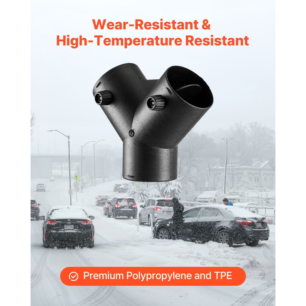 VEVOR Dieselverwarmingsconnector (75 mm) Aansluitaccessoire voor dieselverwarmingskanalen, Y-vormige 3-weg ontluchtingsconnectoren met 2 90° draaibare kleppen, aansluitpoort voor 2/5/8 kW dieselverwarming