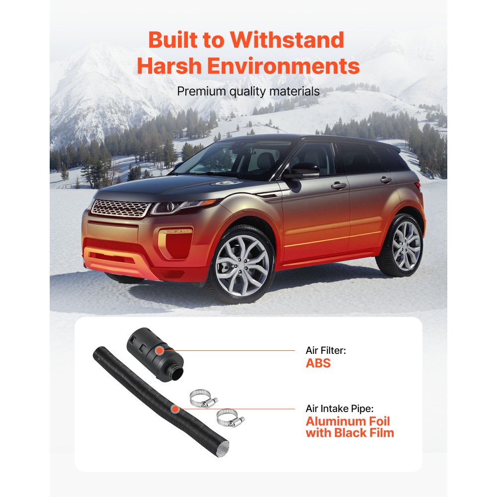 VEVOR Diesel Heater Inlaatpijp Kit, 25 mm Standkachel Leidingbuis, Uitbreidbare & Buigbare Luchtinlaatfilter Demperslang Kit voor 2 kW 5 kW 8 kW Luchtverwarmer