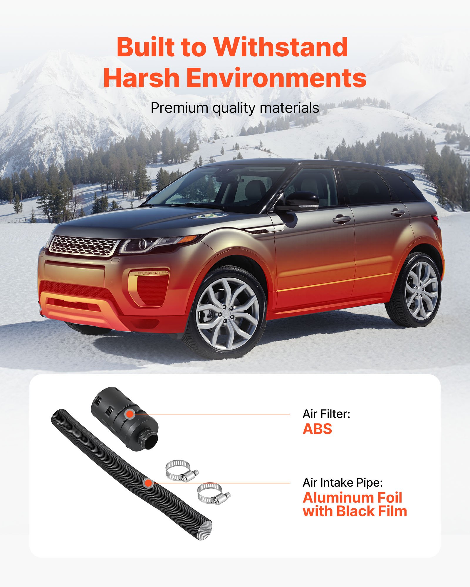 VEVOR Diesel Heater Inlaatpijp Kit, 25 mm Standkachel Leidingbuis, Uitbreidbare & Buigbare Luchtinlaatfilter Demperslang Kit voor 2 kW 5 kW 8 kW Luchtverwarmer