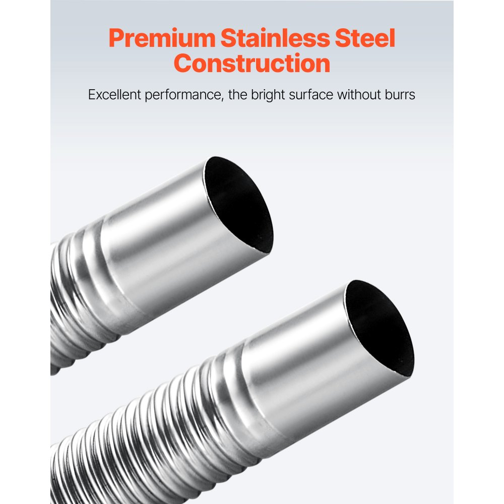 VEVOR uitlaatpijp parkeerkachel flexibele uitlaatslang 59 cm voor auto dieselkachel met 2 klemmen, roestvrijstalen uitlaatpijp met Φ 25 mm doorsnede voor 2 kW / 5 kW / 8 kW dieselkachels luchtverwarmers