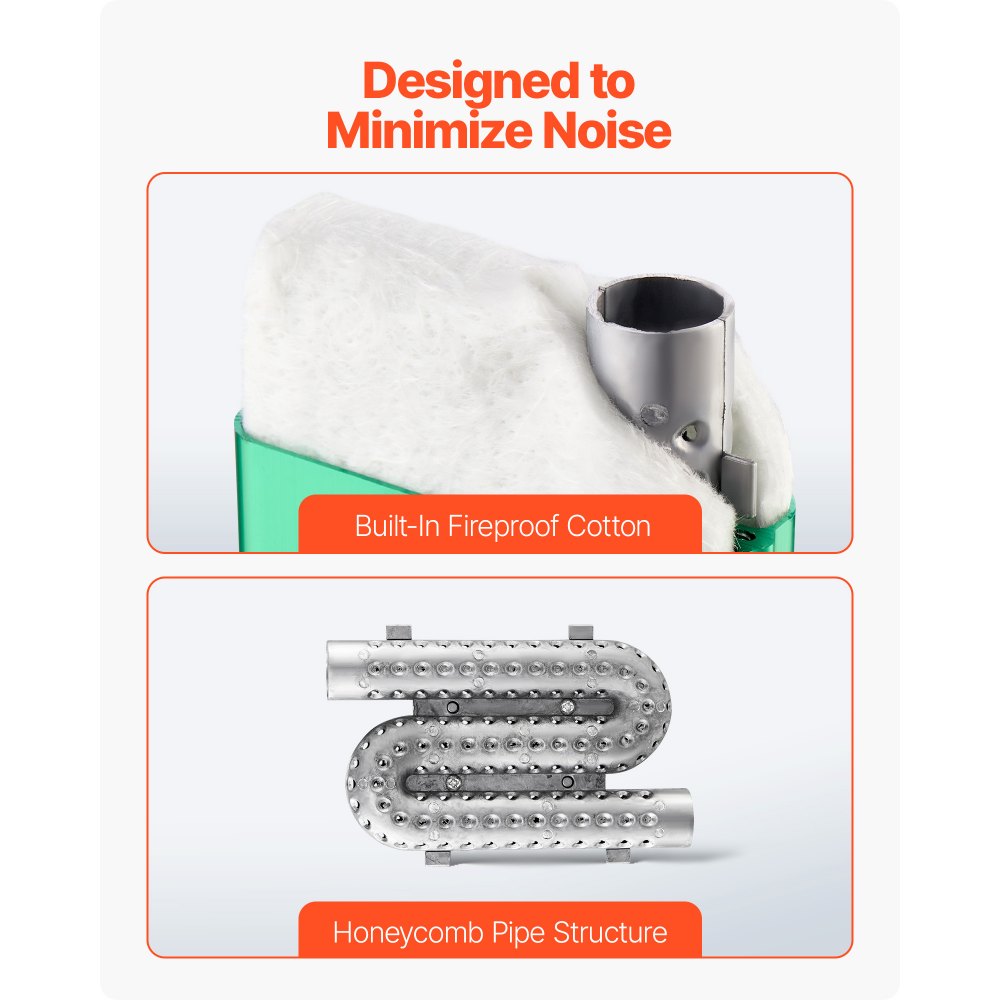 VEVOR Diesel kacheldemper uitlaatdemperset met 2 klemmen en schroeven, aluminiumlegering, parkeerverwarmingsgeluiddemper voor 2 kW / 5 kW / 8 kW parkeerverwarming